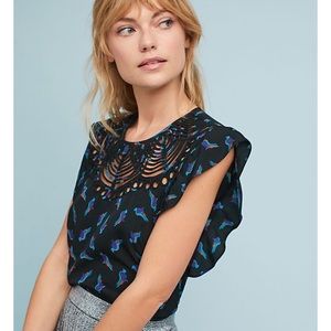 Anthropologie Ranna Gill Markie Bird Print Blouse